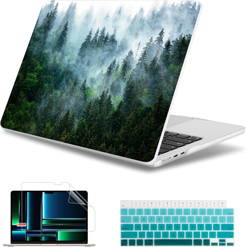 May Chen غطاء لجهاز MacBook Air 13.6 بوصة 2025 2024 2023 2022 إصدار: A3240 A3113 M3 A2681 M2، غطاء صلب بلاستيكي لجهاز MacBook Air 13.6" مع شاشة Retina يتناسب مع Touch ID، غابة - Image 1